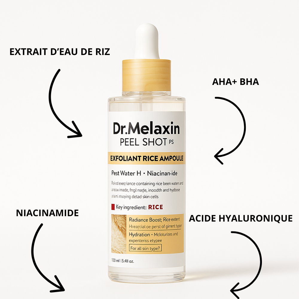 Sérum exfoliant au riz Dr. Melaxin, sérum hydratant pour le visage, adoucissant, élimination des points noirs, hydratant, rétrécissement des pores.