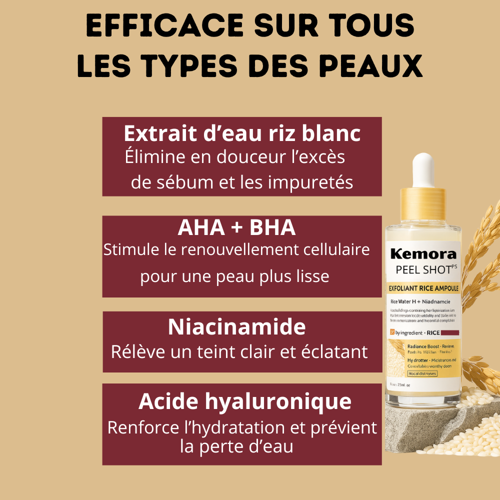 Kemora PEEL SHOT  – Sérum exfoliant élimine les points noirs & pores