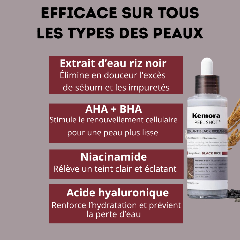 Kemora PEEL SHOT  – Sérum exfoliant élimine les points noirs & pores